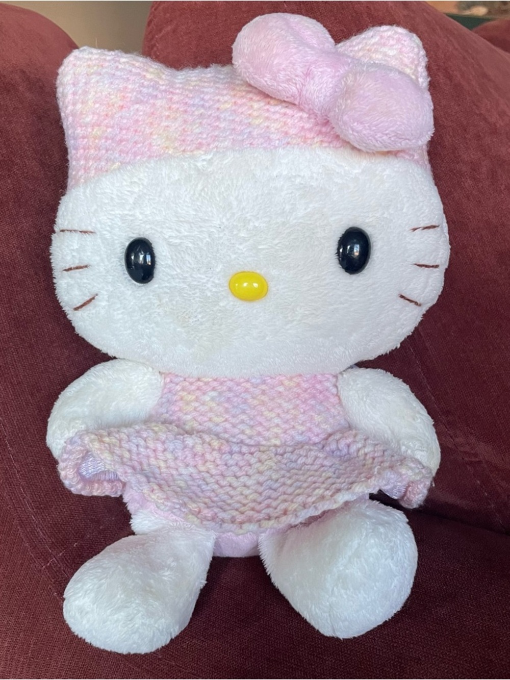 Hello Kitty White Plush with Pastel Pink Knit Outfit